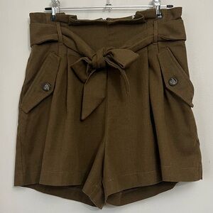 Lush Paperbag High Waist Shorts Cotton Linen Blend Belt Size Small Summer